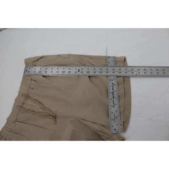 Unrecorded shorts men's Large 5.5" Drawstring beige organic cotton elastic waist - Picture 9 of 9